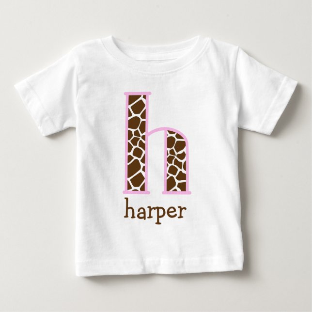 Giraffe Monogram Tutu Bodysuit Initial h Baby T-shirt (Vorderseite)
