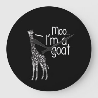 Giraffe Moo I bin eine Ziege Große Wanduhr