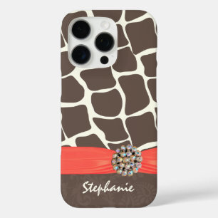 Giraffe Muster gedruckte Band und Kristall iPhone 16 Pro Hülle