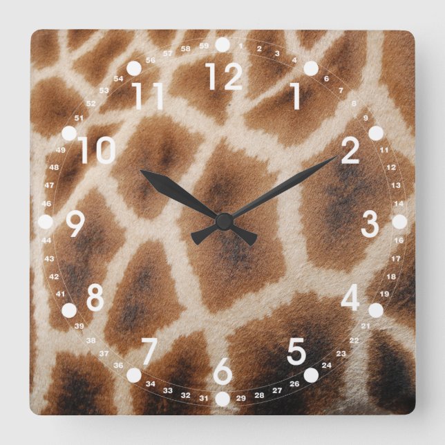 Giraffe-Muster-Geschenk für Wildtiere Quadratische Wanduhr (Vorderseite)