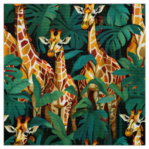 Giraffe Muster in einem grünen Dschungel Stoff