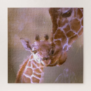 Giraffe Mutter Liebe Pastellfarben zeitgenössische Puzzle
