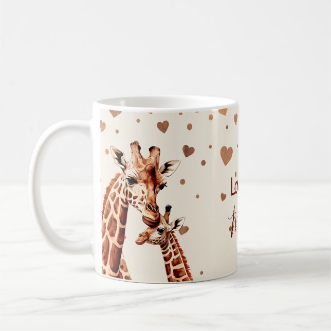 Giraffe Mütter Tag, glücklicher Muttertag Kaffeetasse (Links)
