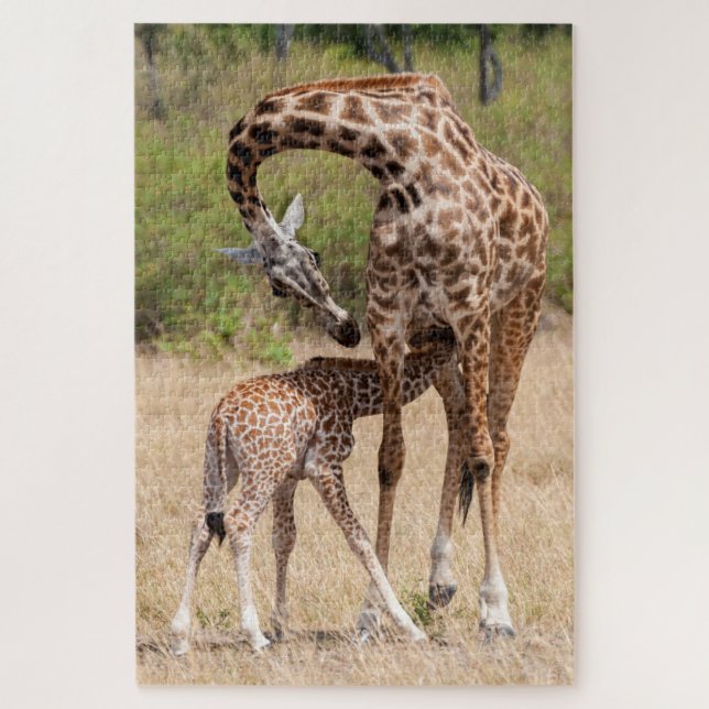Giraffe Mutter und Baby in Kenia Puzzle (Vertikal)
