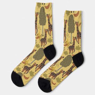 Giraffe nahtlose Muster gelbe Hintergrundfolie Socken