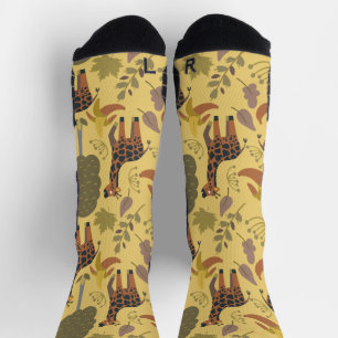 Giraffe nahtlose Muster gelbe Hintergrundfolie Socken