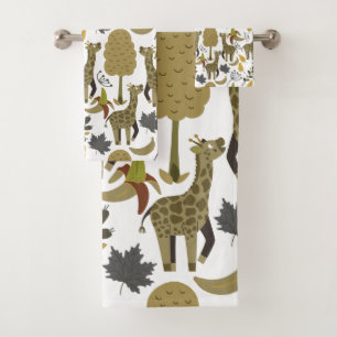 Giraffe nahtloses Muster, gelb, groß Badhandtuch Set