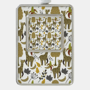 Giraffe nahtloses Muster, gelb, groß Rahmen-Ornament Silber