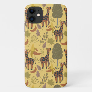 Giraffe nahtloses Muster, gelber Hintergrund Case-Mate iPhone Hülle
