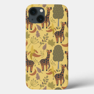 Giraffe nahtloses Muster, gelber Hintergrund Case-Mate iPhone Hülle