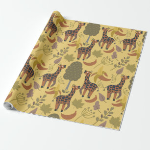 Giraffe nahtloses Muster, gelber Hintergrund Geschenkpapier