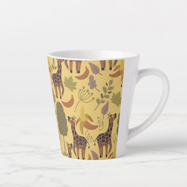 Giraffe nahtloses Muster, gelber Hintergrund Milchtasse (Rechts)