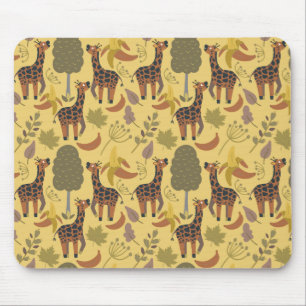 Giraffe nahtloses Muster, gelber Hintergrund Mousepad
