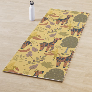 Giraffe nahtloses Muster, gelber Hintergrund Yogamatte