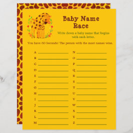 Giraffe Name Dash - A to Z Baby Shower Game