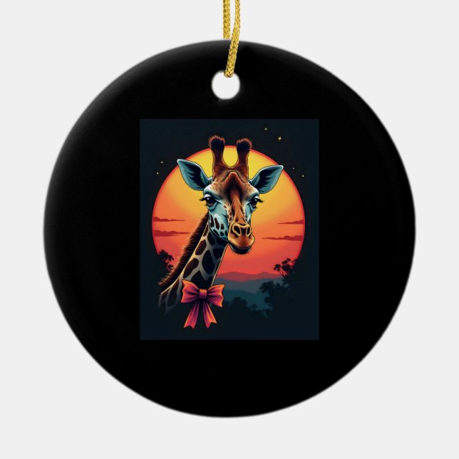 Giraffe Neck Like a Rollercoaster Run Funny Retro  Keramik Ornament (Vorne)