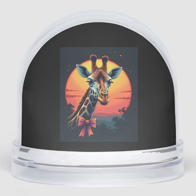 Giraffe Neck Like a Rollercoaster Run Funny Retro  Schneekugeln (Vorderseite)