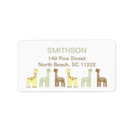 Giraffe Neutral Baby Dusche gelb braun Adressaufkleber