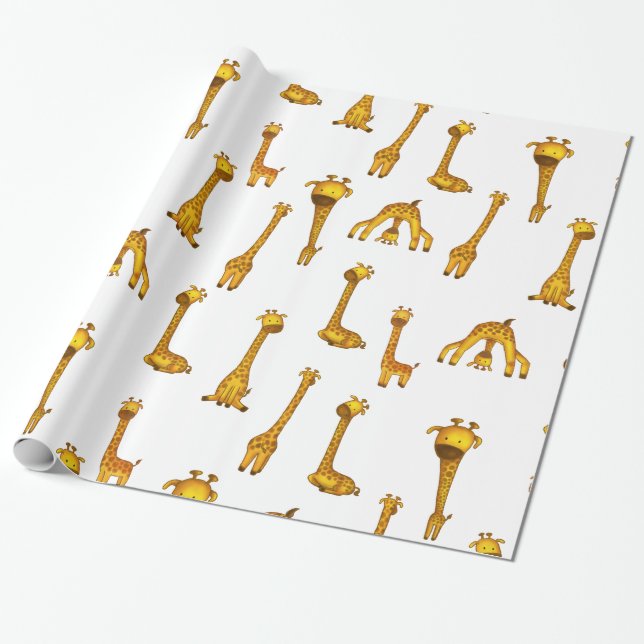 Giraffe Niedlich Safari Tiermuster Geschenkpapier (Ungerollt)