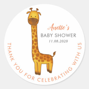 Giraffe Niedliche Minimalistische Babydusche Viele Runder Aufkleber