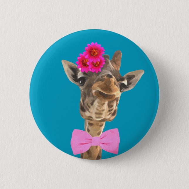 Giraffe niedliches und lustiges Dschungeltier Button (Vorderseite)