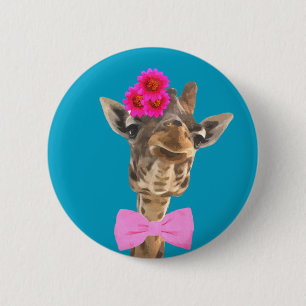 Giraffe niedliches und lustiges Dschungeltier Button