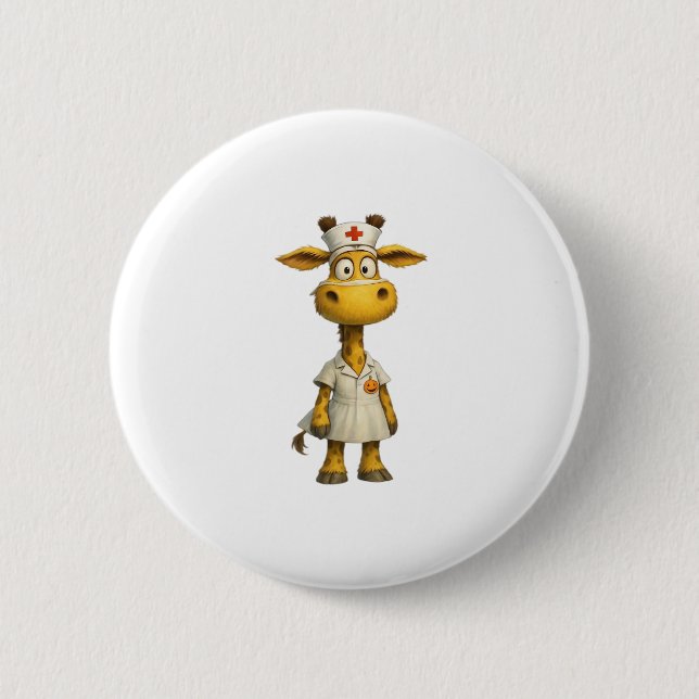 Giraffe Nurse Cartoon � Herausgeber der Whimsical  Button (Vorderseite)