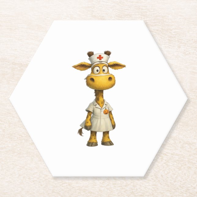 Giraffe Nurse Cartoon � Herausgeber der Whimsical  Untersetzer (Vorderseite)