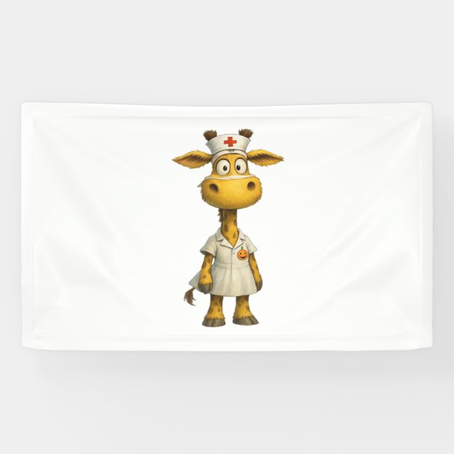 Giraffe Nurse Cartoon - Herausgeber der Whimsikale Banner (Horizontal)