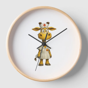 Giraffe Nurse Cartoon - Herausgeber der Whimsikale Uhr