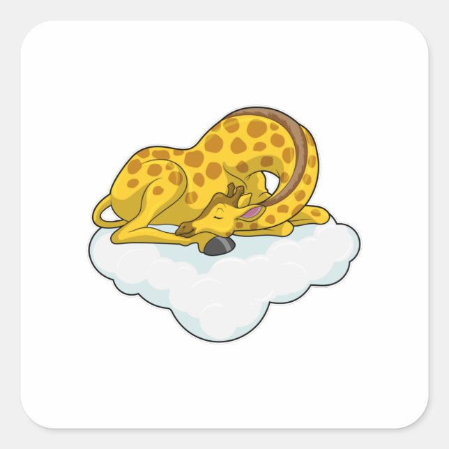 Giraffe on Clouds Quadratischer Aufkleber (Vorderseite)