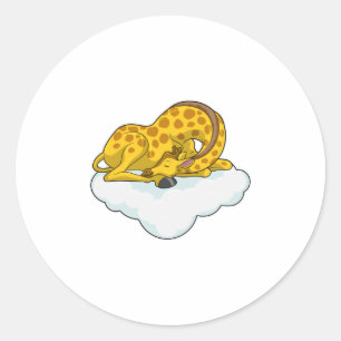 Giraffe on Clouds Runder Aufkleber