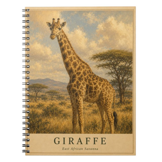 Giraffe Ostafrikanische Savanne VINTAGE Notizblock (Vorderseite)