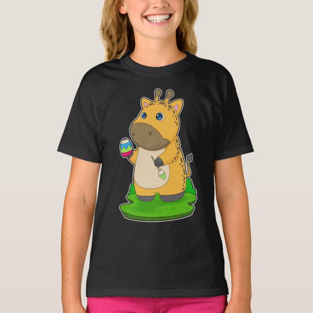 Giraffe Ostereier-Eierpinsel T-Shirt (Vorderseite)
