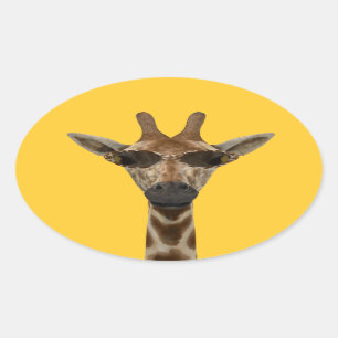 Giraffe Ovaler Aufkleber