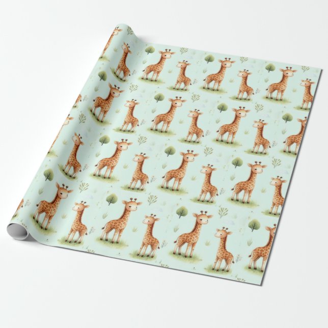Giraffe Parade Baby Gift Wrap Geschenkpapier (Ungerollt)