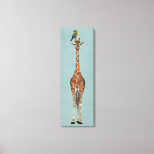 GIRAFFE & PARROT LEINWANDDRUCK