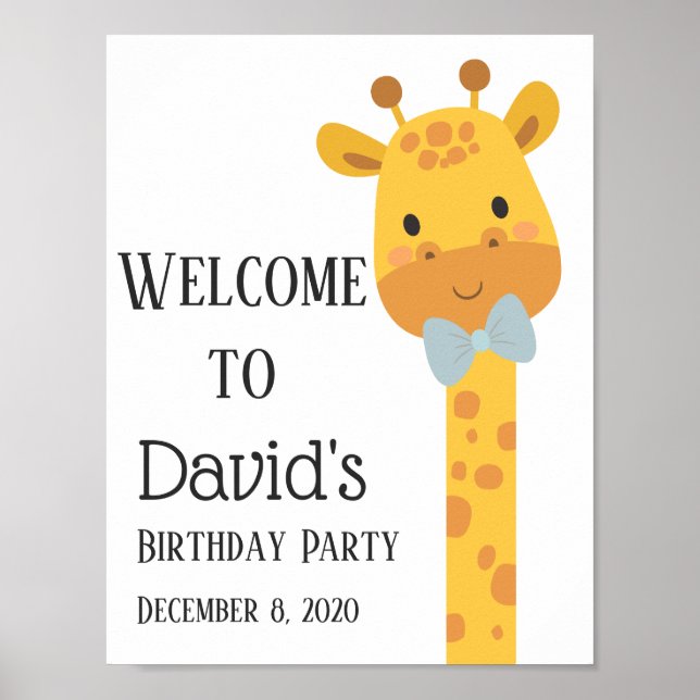 Giraffe, Party-Begrüßungszeichen Poster (Vorne)