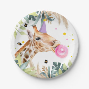 Giraffe Party Tiere Geburtstag Zoo Girl Safari Pappteller