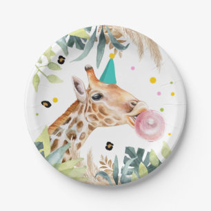Giraffe Party Tiere Geburtstag Zoo Safari Pappteller