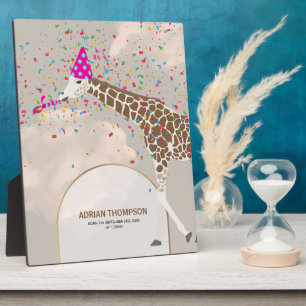 Giraffe Partying Safari Geburtstagsstat Kinderzimm Fotoplatte