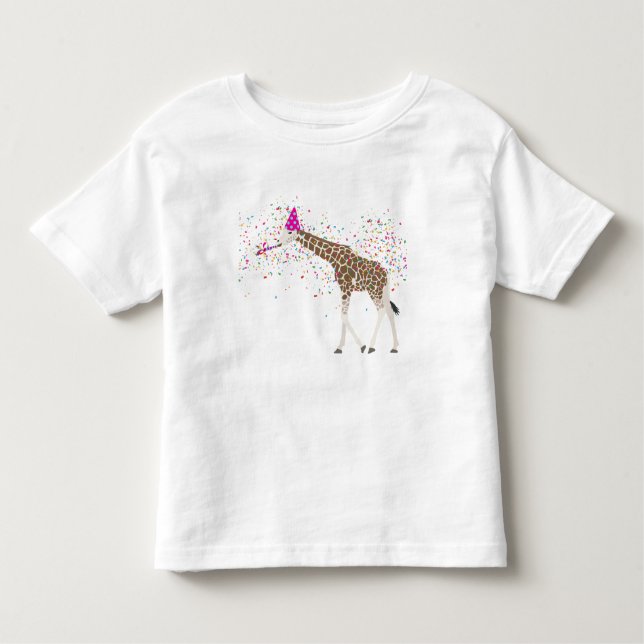 Giraffe Partying Safari Tiere mit einem Party Kleinkind T-shirt (Vorderseite)