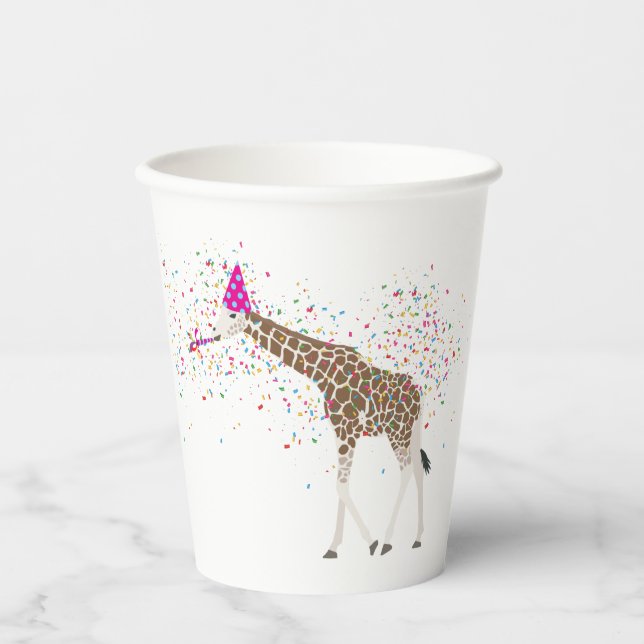 Giraffe Partying Safari Tiere mit einem Party Pappbecher (Vorderseite)