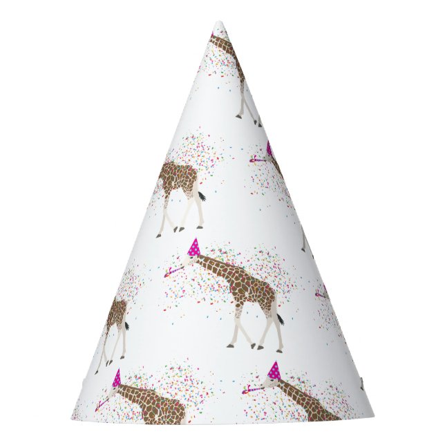 Giraffe Partying Safari Tiere mit einem Party Partyhütchen (Vorderseite)