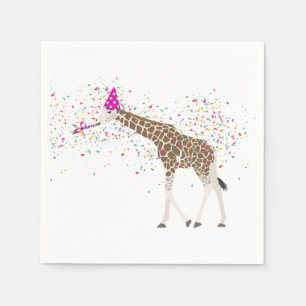 Giraffe Partying Safari Tiere mit einem Party Serviette