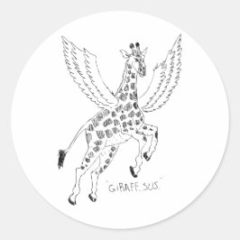 Giraffe + pegasus = Giraffsus Runder Aufkleber