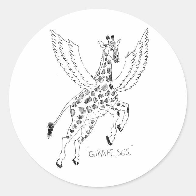 Giraffe + pegasus = Giraffsus Runder Aufkleber (Vorderseite)