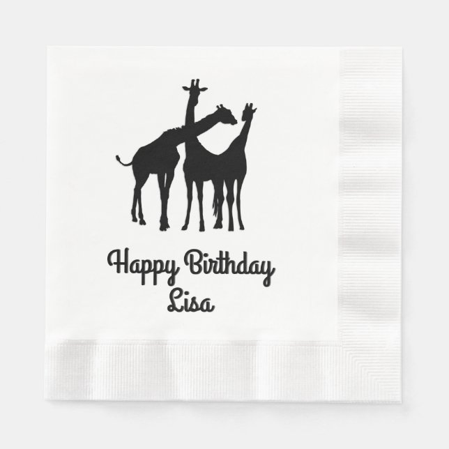 Giraffe Personalisiert Geburtstag Serviette (Vorderseite)