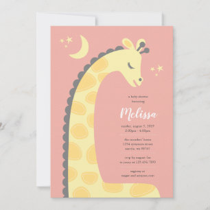 Giraffe Pink Background Baby Dusche Einladung