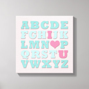 Giraffe Pink Mint Aqua Aquamarine Mauer Leinwand